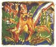 Ernst Ludwig Kirchner Cattles under a rainbow painting